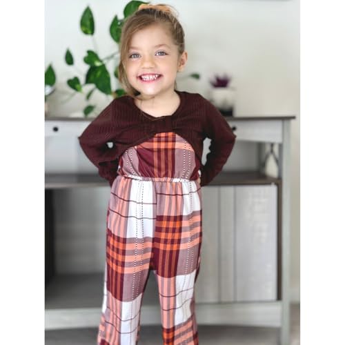 Image of HIHA Girls Sleeveless Jumpsuits Outfit Long Sleeve Twist Front Tops Romper Clothes Set Size 4-12