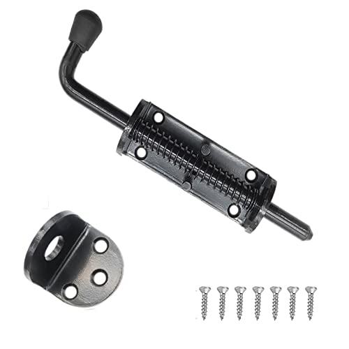 Black 2 Packs 6.5 Inch Heavy Duty Spring Loaded Latch Pin, Sliding Barrel Bolt Door Lock for Chests/Cabinets/Utility Trailer Gate, 2mm Thickened Interior and Outdoor Latch