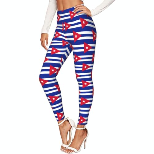 Leggings de compresión estampados con bandera de Cuba confeccionados en tela supersuave