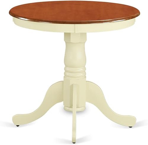 Miniatura 1 de East West Furniture EMT-BMK-TP Eden - Mesa de comedor redonda de madera con base de pedestal, 30 x 30 pulgadas, suero de leche y cereza