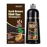 500ML Hair Color Shampoo for Women Men, Hair Dye Shampoo for Grey Hair Beard Coverage, Instant Colour Shampoo 3 in 1 - Long Lasting - Natural - Hair Coloring Hair in Minutes (Brown)