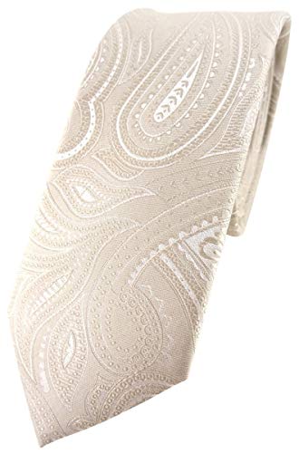 Cravate en soie beige homme TigerTie créateur motif paisley