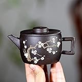 Bleifreier violetter Ton, handgefertigt. Nicht leicht zu extrahieren, reich an Eisen, geeignet für die Zubereitung von grünem Tee, schwarzem Tee, Oolong-Tee usw. Die Farbe und der Geschmack von Teesuppe sind besser als bei anderen Keramik-Teekannen.