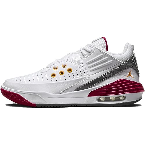 Nike Herren Jordan Max Aura 5 Basketballschuh, White/Vivid Orange-Cardinal Re, 44.5 EU