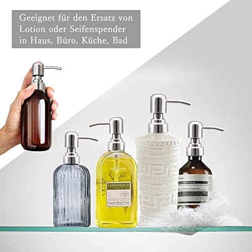 2 Pcs 304 Stainless Steel Soap Dispenser Pump Head, Double Pack Soap Pump Replacement Spare for Standard Neck Size (26 mm - 28mm), Upcycling for Used Bottles