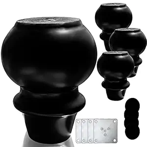 4Inch Black ?Wooden Furniture Legs, Wood Replacement Leg for Couch and Sofa, Wood Foot for Furniture Coffee Table Chair Cabinet TV Stand Ottoman, Set of 4 Wood Legs with Mounting Plate