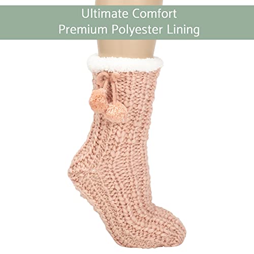 Image of Elanze Designs Gold Glitter Knit Pom Pom Womens One Size Plush Lined Non Skid Indoor Slipper Socks