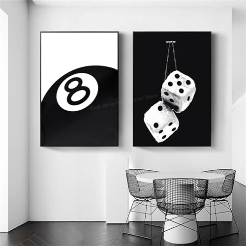 Toile boule n°8 décoration murale pour créer une ambiance club de billard chez soi