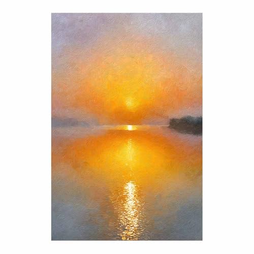 Soleil et mer peinture sur toile moderne sans cadre pour salon chaleureux