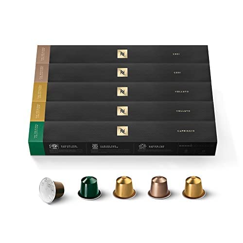 NESPRESSO ORIGINAL Espresso Auswahl 50 Kaffeekapseln | Mix aus Cosi, Capriccio & Volluto Kaffee | Leichte Röstung | Ideal für Espresso