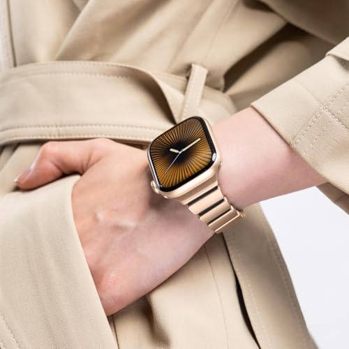Image of Magnetic Slim Metal Band Compatible with Apple Watch Bands for Women Series 11 10 46mm 45mm 44mm 42mm SE 9 8 7 6 5 4 38mm 40mm 41mm 3 /2 /1,Luxury Stainless Steel Strap Silicone Link For iwatch