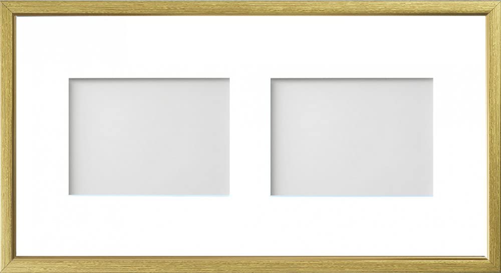Frame Company Drayton Multi Aperture Photo Frame, Gold with Gold Inset, 20x10 for 7x5 inch (x2)
