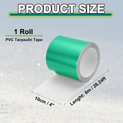 Image of PATIKIL Awning Repair Tape 4 inch x 26ft Waterproof Canvas Tape High Adhesive Tear Repair Patch Kit for PVC Tarpaulin Tent Awning Fabric RV Sail Boat Cover, Green