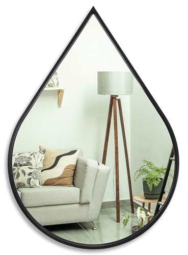 Generic Teardrop Mirror – Wall-Mounted, Black Anodized, Wrought-Iron Frame