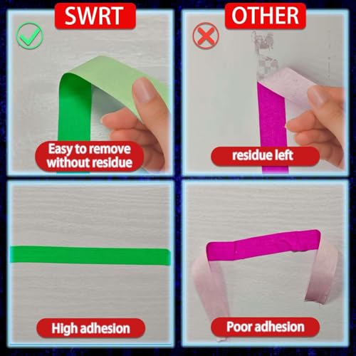 Image of SWRT Neon Gaffer Cloth UV Blacklight Tape for Father's Day Decorations, 6 Rolls Multi-Color UV Fluorescent Glow in The Dark Tape for Party Decoration, Dance Floors, UV Party (1 inch x 33 feet)
