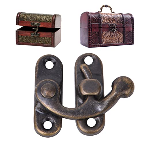 Image of 30 Pcs Hook Hasp Latch,Antique Vintage Lock Clasp,Right Latch Hook Hasp Horn Lock Wood Jewelry Box Latch Hook Clasp,for Small Object Box Jewelry Box Toolbox,3.2 x 2.8cm