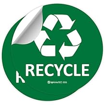 IGNIXIA Recycle Stickers for Trash Can & Bins - 6x6 Inches, Waterproof, UV Protected Pack of 2 - Green