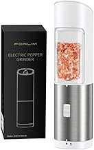 FORLIM Electric Salt and Pepper Grinder Gravity Grinder Automatic Pepper Mill with Adjustable Grain Size, One Hand Operated for Kitchen, Restaurant and BBQ, Pack of 1, White