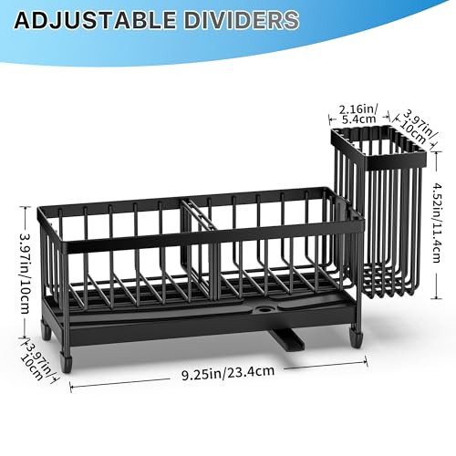 Cisily Sponge Holder for Kitchen Sink Sink Sink Caddy with High Brush Holder Kitchen Sink Organizer Countertop Rust Proof 304 Stainless Steel Soap Dispenser Kitchen Organizer Storage Essentials