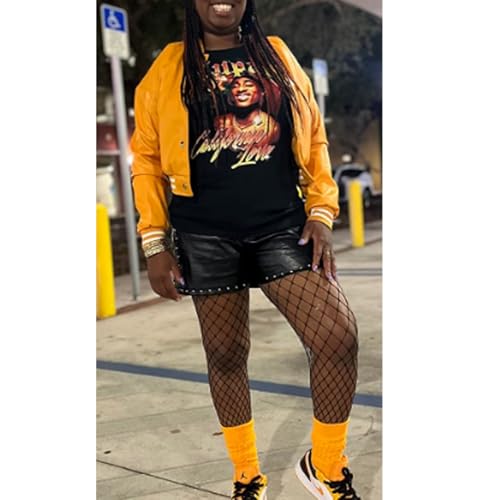 Xaspee Varsity Bomber Jacket Women Causal Baseball Crop Top Letterman Faux Leather Snap Button Sports Outwear Jackets3