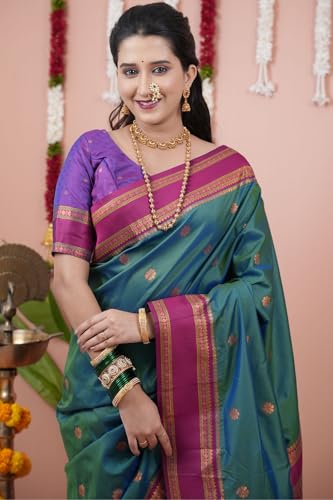 Image of SGF11 Women's Kanjivaram Pure Soft Silk Saree With Unstitched Blouse Piece