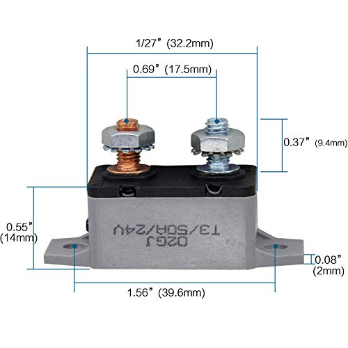 Rkurck 6-28V 50A Circuit Breaker Manual Reset For Automotive Rv Marine Boat With Protective Red Belt Cover 50 Amp #TOP4
