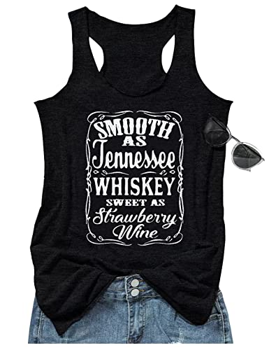 Product Image of the Cowgirls Tank Tops for Women Tennessee Whiskey Graphic Racerback Tank Tops Country Concert Shirt Western Rodeo Tops Cami(Tennessee Black, Medium)