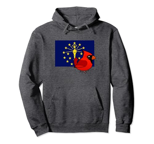 Cute Cartoon State Bird of Indiana Northern Cardinal Design Pullover Hoodie