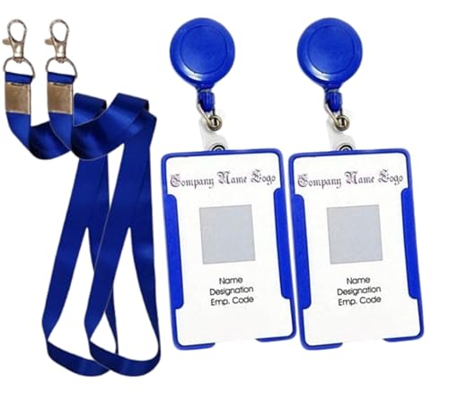 Image of ANG Plastic ID Badge Holder, ID Badge Reel, Lanyard(Pack of 2)