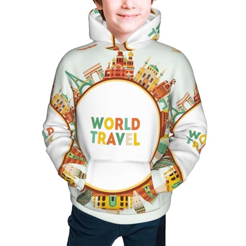World Travel3 Kid Hoodies Boys Sweatshirts Girls Pullover with Pocket3