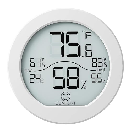 SECRUI Digital Termometro Higrometro Interior para Casa, Medidor de Temperatura y Humedad Ambiente, Sensor Termohigrometro con LCD para Casa/Habitación/Salón/Oficina, Montaje en Pared/Nevera, Blanco