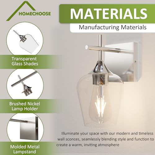 Image of Vanity Bathroom Light, 1-Light Bathroom Light Fixtures Over Mirror, Silver Vanity Lights for Bathroom with Clear Glass, Modern Wall Lamp for Cabinet Hallway, Bedroom