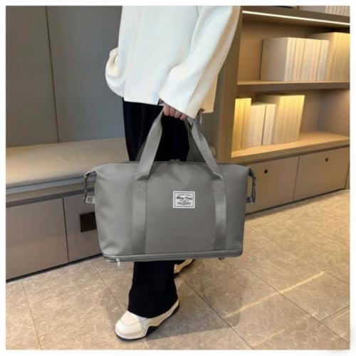 Image of WILDHORN 40 Liters Nylon Expandable Travel Duffle Bag for Men & Women, Waterproof Weekender Luggage Bag, Foldable Gym & Overnight Travel Hand Bag with Wet & Dry Compartment (Dark Grey)