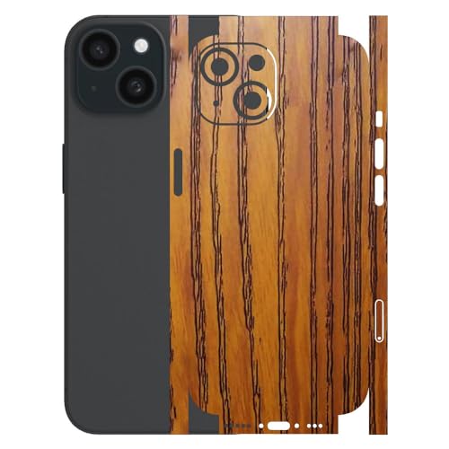 Image of AtOdds - Compatible for iPhone 15 - Mobile Back Skin Sticker - Lamination - Back Screen Guard Protector Film Wrap (Coverage - Back+Camera+Sides) (Design - Caramel Wood)