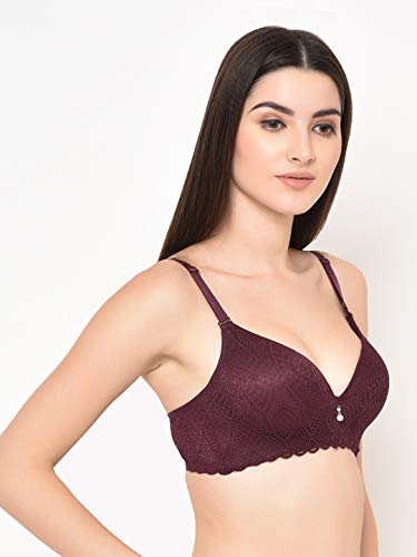 Image of Da Intimo Women's Synthetic Soft Cup Bra (DI-1278 PURPLE-C20-32C Purple 32)