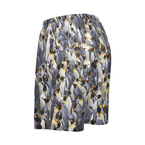 King Penguin Colony Pattern South Pole Animal Men's Pajama Pants Shorts Sleepwear Lounge Pajama Bottoms S-2XL3