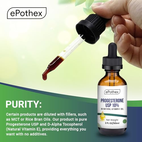 Bioidentical USP Progesterone Powder & Natural Vitamin E Oil, No Fillers, 2 fl oz, Made in USA