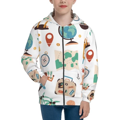 Travel1 Kid Hoodies Boys Zip Up Sweatshirts Girls Pullover with Pocket3