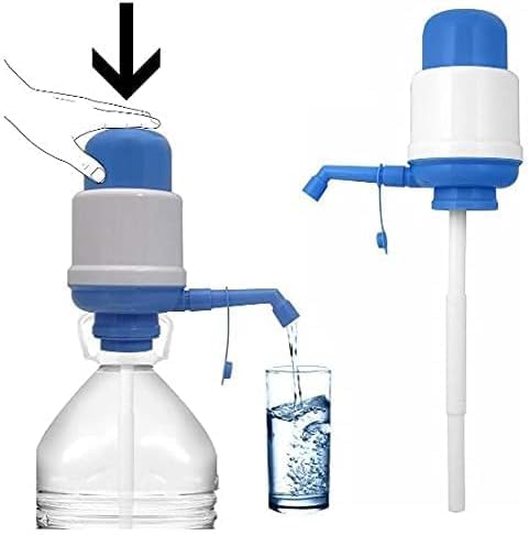 Blue Water Dispenser for Carafes/Bottles/Barrels, Compatible with 2L/3L/4L/5L/6L/8L Carafes, Manual Hand Pump, Manual Pressure Water Dispenser