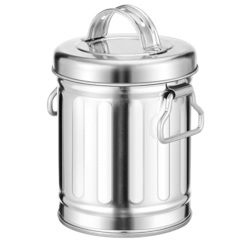 Veemoon Cenicero de Hierro Galvanizado Vintage con Tapa Cubo Pequeño para Escritorio Papelera Multifuncional para Oficina Hogar y Cocina Portalápices y Almacenamiento Compacto