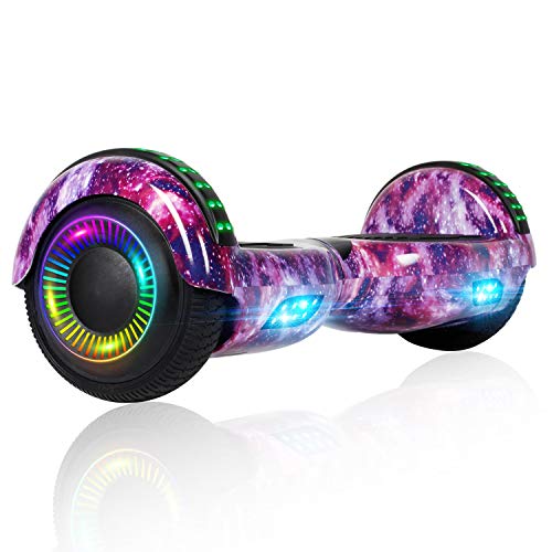 Felimoda Hoverboard, 6.5 Inch Two-Wheel Self Balancing Hoverboards - LED Light Flashing Wheel for Kids (Star Purple)