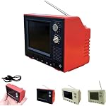 2026 New Mini Cartoon TV, Rechargeable Retro TV Cartoon Player with 720P Display & 8GB Memory, Supports Headphones & USB Playback, Ideal for Dollhouse Scenes & Collectible Decor (Red)
