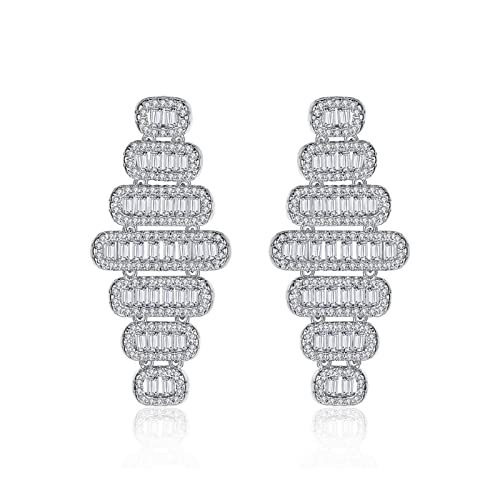 Boucles d'oreilles géométrie femme plaqué argent et pierres oxyde de zirconium