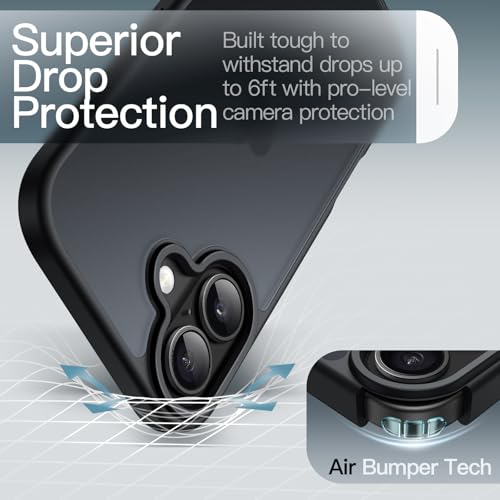 Image of JETech Matte Case for iPhone 17 6.3-Inch, Shockproof Military Grade Drop Protection, Frosted Translucent Back Minimalist Phone Cover, Anti-Fingerprint (Black)