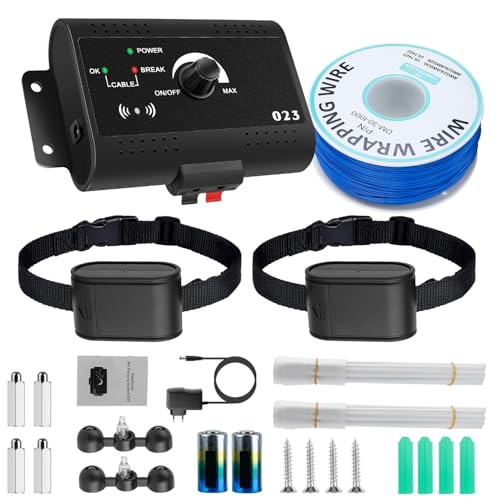 Image of Zorpupoa Wireless Dog Fence System, 1.2 Acre Electric Pet Containment System with 2 Waterproof Rechargeable Shock Collar and 984Ft Underground Boundary Wire, Tone/Shock Correction for 2 Dogs