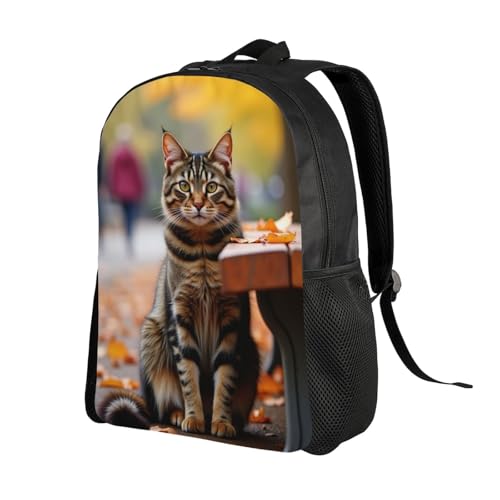 Comfort Fit Unisex Tabby C Sitting The Ground Next to Bench Backpack Gre Durable Daily Commute Travel Adventures 16 in2