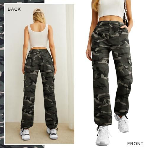 Women's High Waist Cargo Camouflage Pant Relaxed-fit Jogger Army Fatigue Pants Sweatpants
