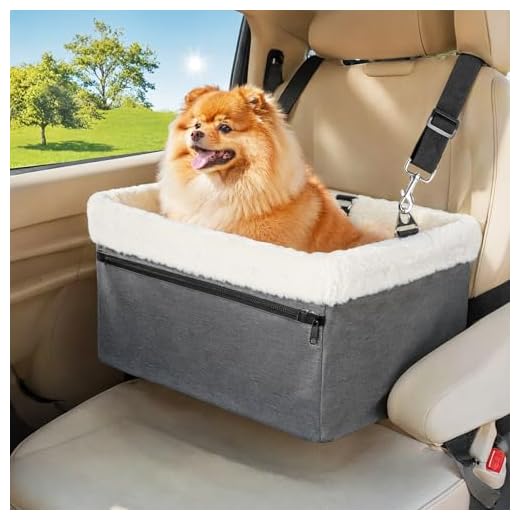 UNICITII Dog Car Seats for Small Dogs-Elevated Pet Dog Booster Seat for Dog,Raised Dog Lookout Car seat w/Clip-On Safety Leash Adjustable Pet Travel Seat