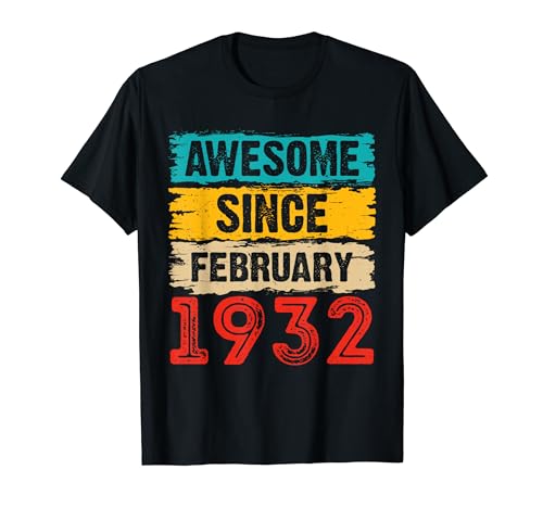 92 años impresionante desde febrero de 1932 regalos de cumpleaños 92 Camiseta