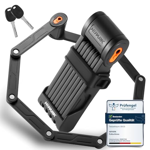 HIPARK Faltschloss Fahrrad, Fahrradschloss Faltschloss 100cm mit Schlüsseln, Fahrradschloss hohe Sicherheit mit Halterung,...